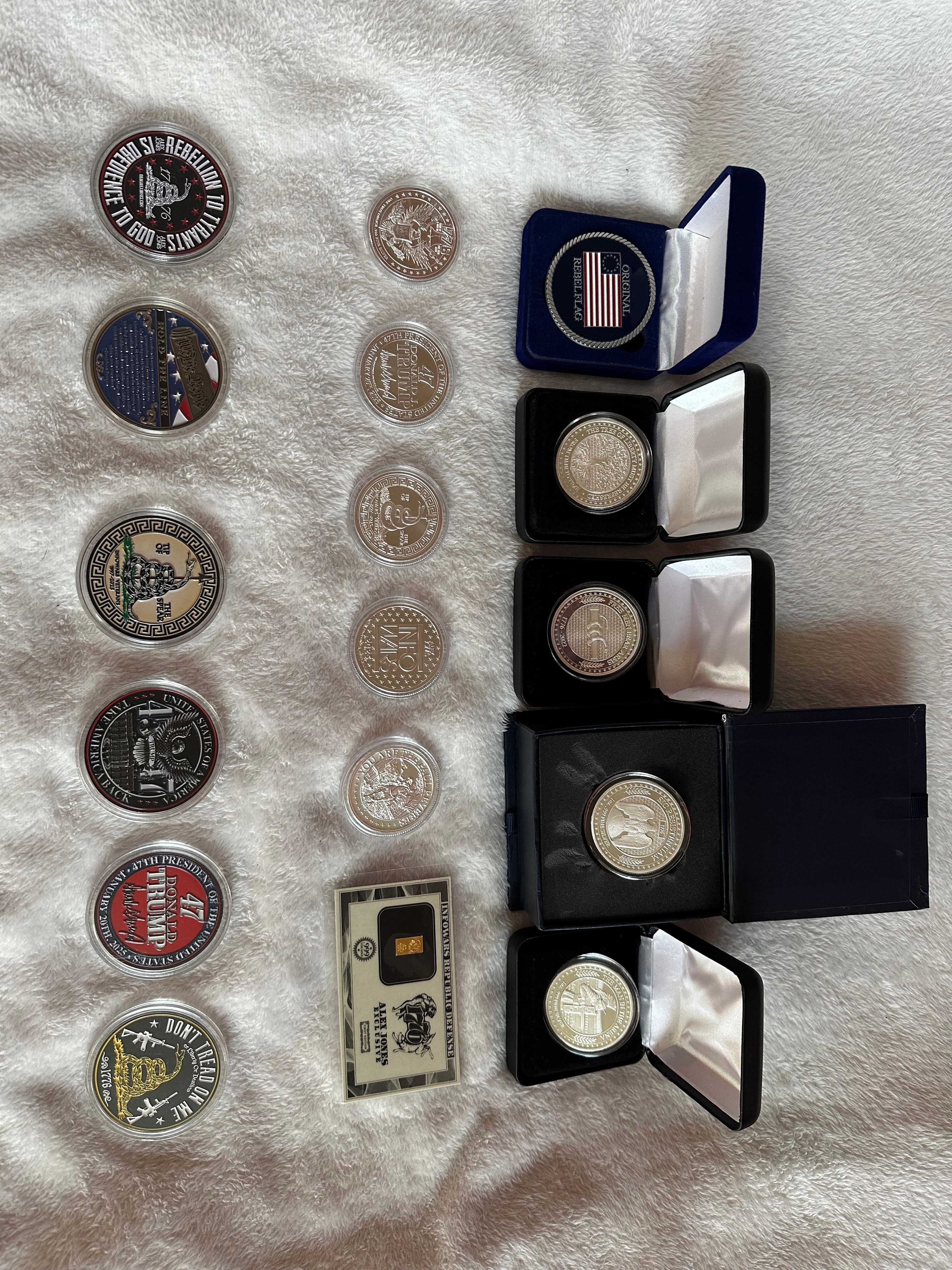 Rare * Complete Collection Of 9 Infowars Founding Member Coins .999 Silver New
