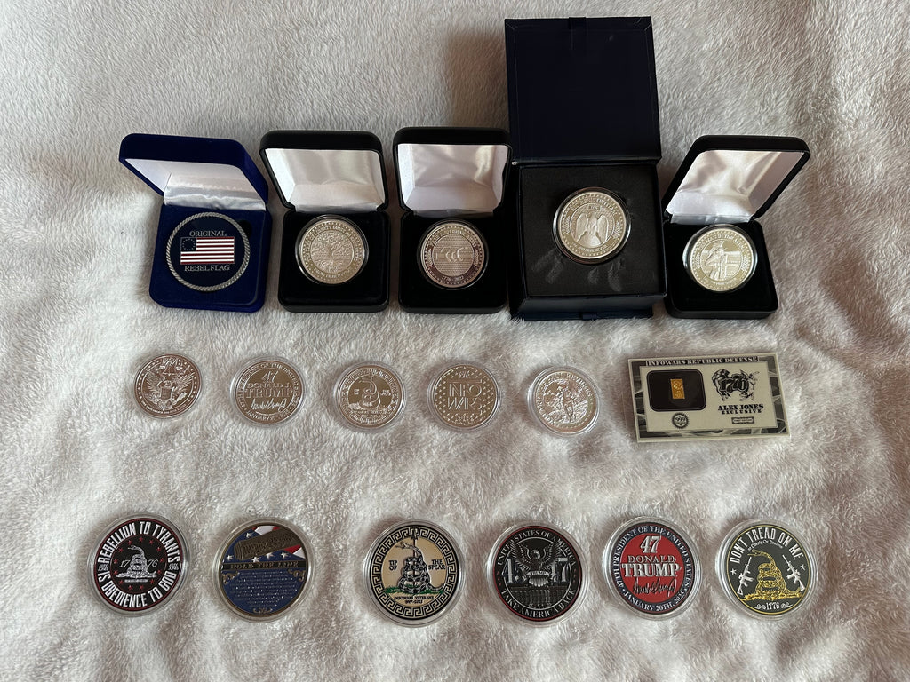 Rare * Complete Collection Of 9 Infowars Founding Member Coins .999 Silver New - ~*~ Miracle Sales ~*~