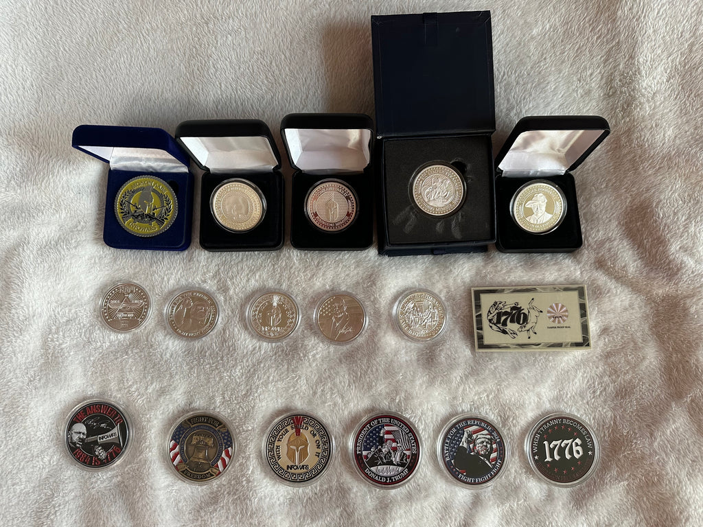 Rare * Complete Collection Of 9 Infowars Founding Member Coins .999 Silver New - ~*~ Miracle Sales ~*~