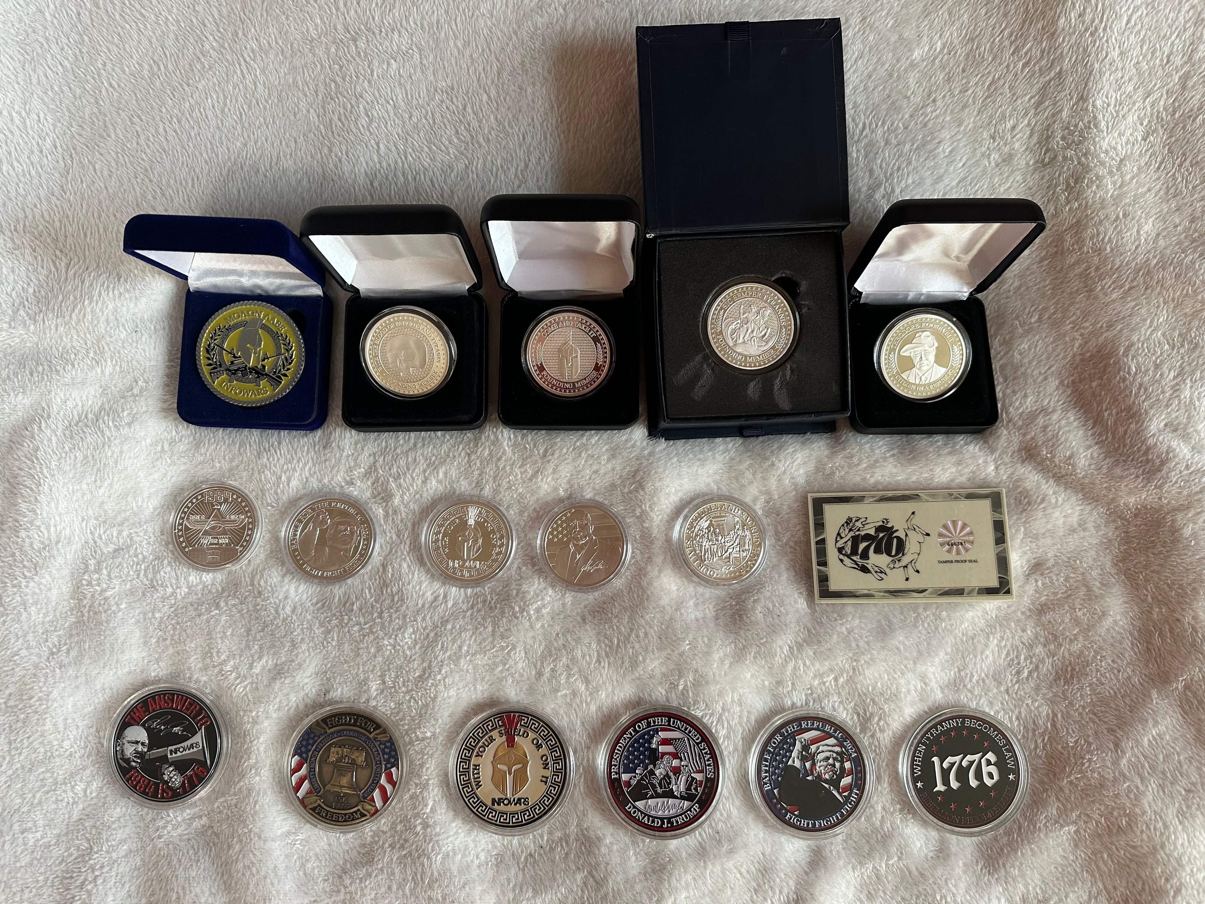 Rare * Complete Collection Of 9 Infowars Founding Member Coins .999 Silver New - ~*~ Miracle Sales ~*~